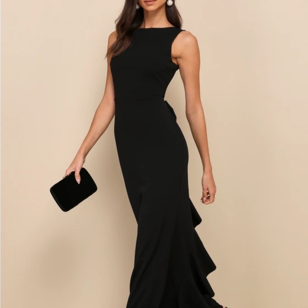 Exquisite Refinement Black Backless Bow Ruffled M… - image 5